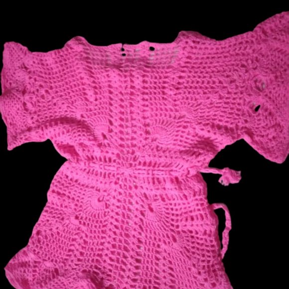 Woolen Empire Pattern Bell Sleeves Top for Woman - Pink, 2XL - Picture 6 of 7